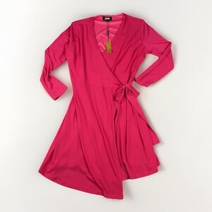 NWT Alexia Admor Womens Large Pink Fuschia Long Sleeve Stretch Wrap Dress